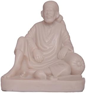 TRUSTED SELLER 4.5" Dwarka Mai Sai Baba Statue Handmade of White Poly Marble Home Decor Art Best Gift