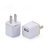 Wall Charger,Power-7 2-Pack Universal 1.0 AMP Home Travel AC USB Power Charger Adapter Wall Plug for iPhone 6 6s Plus 5S/5C Samsung Galaxy S5 S6 HTC One M8 M9 LG Nokia Blackberry etc(Gold/Silver)