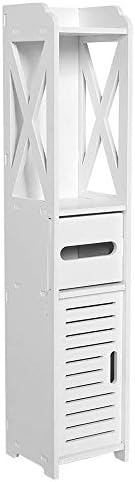 Weelongha Bathroom Storage Corner Cabinet White Wood Space Saver Shelf Toilet Sideboard Door Kitchen Floor Organizer Cupboard Wall Furniture Pantry Tall Shelves US