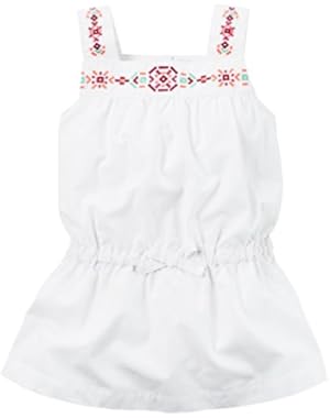 Girl Embroidered Poplin Tunic; White, 5T