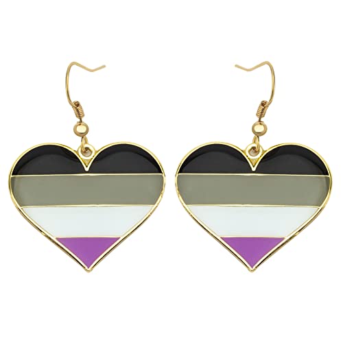 Asexual Pride Heart Shape Dangle Earrings Gay & Lesbian LGBT Pride Gifts Rainbow Jewelry