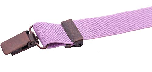 ORSKY Ladies Suspenders and Linen Bow Tie Set with Copper Clips 47" Lilac - Thumbnail 4