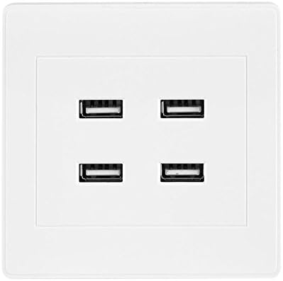 TreeMart 110~250V Power Socket Charger Outlet Wall Outlet Panel Plug Socket 4 USB Ports DC 5V Home Office Electric Wall Mounted