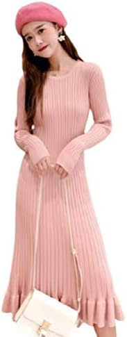Amazon ワンピース ロングワンピース レディース ニット ワンピ リブ 長袖 大きいサイズ フリル タイト 秋冬 韓国 ワンピース ロング ワンピース レディース ニット ワンピ リブ 長袖 大きいサイズ ワンピース チュニック 通販