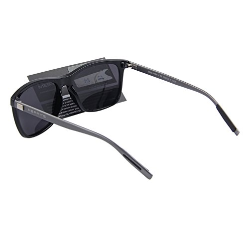 MERRY'S Unisex Polarized Aluminum Sunglasses Vintage Sun Glasses For Men/Women S8286 (Black, 56)