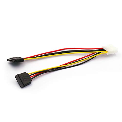 DaFuRui 5pcs 4 Pin Molex to 2Ã—15 Pin SATA Power Y-Cable Adapter for IDE 8 Inches