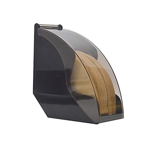 POEFT Black Acrylic Coffee Filter Holder Filter Paper Dispenser Rack with Dustproof Cover For Cafe, Hotel, Bar, Home