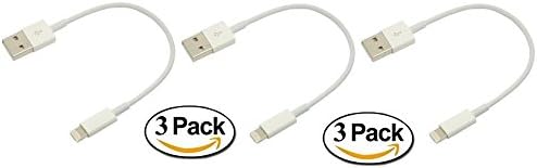 KriTech (Pack of 3 Short Length Power Bank Charging & Data Sync Cable for iPhone 11Pro 11 11Pro Max XR XSMax XS 8 8Plus X 7Plus 7 SE 6S 6SPlus 6Plus 6 5S 5C 5- White