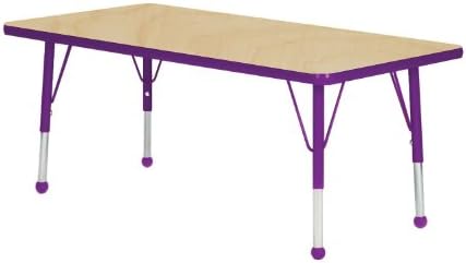 Mahar Kids 36" X 60" Rectangle Table Top Color: Maple, Edge Color: Purple, Leg Height: Toddler 16"-24", Glide Style: Ball