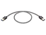 USB 3.0 Cable Male to Male 1.5 ft, SNANSHI USB to USB Cable Nylon Braided Cable Aluminum Shell for Data Transfer Hard Drive Enclosures, Laptop Cooling Pad, Modems, Cameras and More