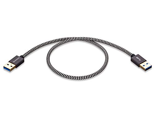 USB 3.0 Cable Male to Male 1.5 ft, SNANSHI USB to USB Cable Nylon Braided Cable Aluminum Shell for Data Transfer Hard Drive Enclosures, Laptop Cooling Pad, Modems, Cameras and More
