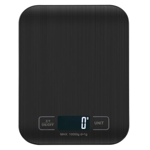 Báscula de cocina digital de 10 kg de acero inoxidable, elegante y ultrafina, báscula electrónica de cocina para el hogar y la cocina con pantalla LCD, función de tara