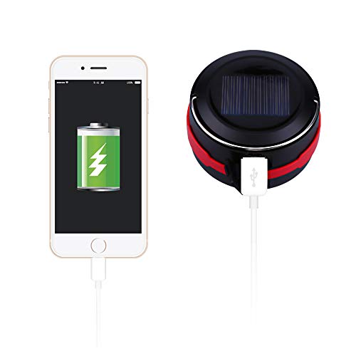 Molbory Camping Lantern Flashlight Foldable, 2 Charging Methods Solar and USB with 3 Light mods Foldable Camping lamp and Hook for Hanging for Camping, Outdoor, Hiking, Fishing, Adventure, Red