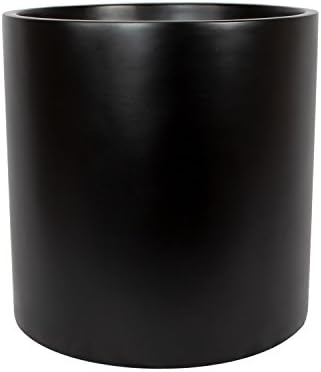 Brea Round Cylinder Fiberglass Planter (D:12" x H:12", Matte Black)