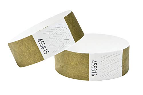 Paper Like Wristbands Made from Tyvek. 1000 Pack Gold
