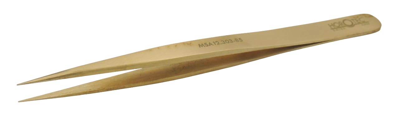 Horotec MSA12.303 Precision Tweezers for Watchmaking, Brass, Excellent Workmanship, Swiss Made, Various Sizes to Choose From (12.303-B5)