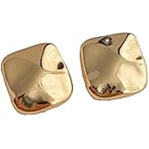 UELSTA Textured Square Stud Earrings for Women Sustainable 18K Gold/White Gold Real-Gold-Plated Recycled Brass Hypoallergenic 925 Sterling Silver Posts PVD Coated Elegant & Modern 7mm