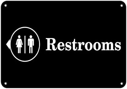 SUNLIGHT Restrooms with Left Arrow Feature Department Aluminum Funny Aluminum Funny Art Decor Movie Poster Vintage Tin Sign Dorm Game Room 12 X 8 in
