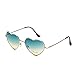 Dollger Green Heart Sunglasses Women's 70s Glasses Thin Metal Frame