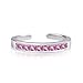 KEZEF Rhodium Plated Sterling Silver Toe Rings Round Cut Cubic Zirconia Channel Set Pink