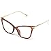WearMe Pro - New Elegant Oversized Clear Cat Eye Non-Prescription Glasses (Clear Brown, 51)