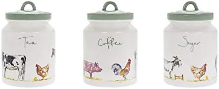 farmyard tea coffee sugar canisters
