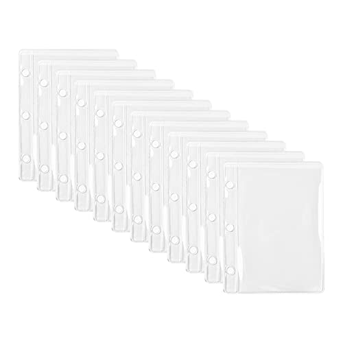 12 Pack Mini Binder Pockets Clear 3 Holes PVC Loose Leaf Binder Pouch