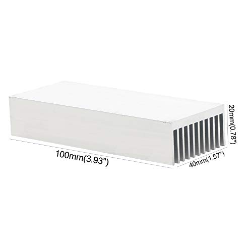 Senmod 4pcs Sliver Tone Aluminum Chipset Heatsink, 100x40x20mm Heat Sink Cooling Fin for High Power Amplifier Transistor Semiconductor
