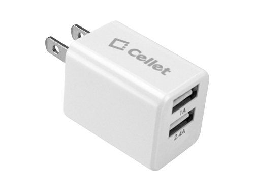 Cellet 12 Watt (2.4 Amp)  Dual USB Port Home and Travel Charger with Micro USB Cable - White