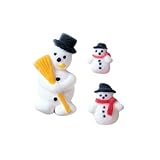 Winter Christmas Snowman Assortment Sugar Decorations Cookie Cupcake Cake 12 Count