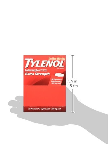 TYLENOL EXTRA STRENGTH CAPLETS, 100 COUNT, PACK OF 2