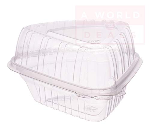A World Of Deals Clamshell Pie Wedge Clear Hinged [50 Pack] Take-Out Plastic Go Cheesecake Containers [Size: 6" x 6" x 3"] - Thumbnail 3