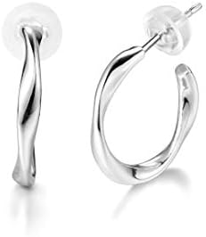 ピアス メンズ レディース 人気 ツイスト 12mm フープピアス シルバー925 プラチナメッキ 金属アレルギー対応 両