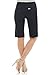 Rekucci Women's Ease Into Comfort Modern Pull-On Bermuda Short with Pockets (10, Black)
