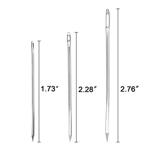image for Hekisn Professional Large-Eye Leather Stitching Needle with 3 Differen