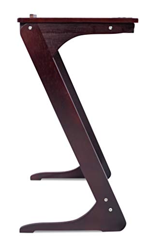 Sofia + Sam Sofa Side Table TV Tray Tablet Phone Slots | Wooden Z Legs | Couch Console Lapdesk | Adjustable Top Table | Laptop Stand | Small Breakfast Eating Food | Dinner Lunch Snack Reading