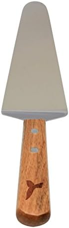 Whale Tail Stainless Steel Pie Server - Engraved Cake Cutter With Wooden Handle - Dishwasher Safe Pizza Pie Server