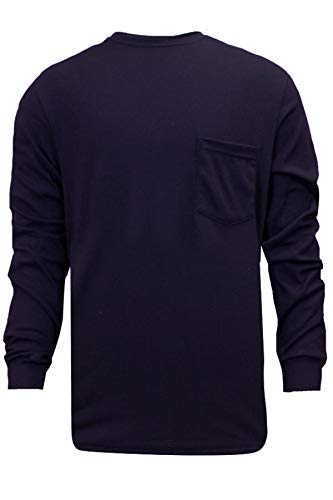 National Safety Apparel C54PILSMD FR Classic Cotton Long Sleeve T-Shirt, 100% FR Cotton, Medium, Navy