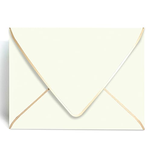 A7 Ivoy Envelopes 5 x 7 With Gold Border,- 50 Pack,For 5x7 Cards| Quick ...