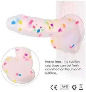 IJWBV Massȁger Handheld Confetti Clear Dîdlós for Ṥix 7 Rēǎlistîc D-îdlǒs Th-îck Silicone with Süction Cup