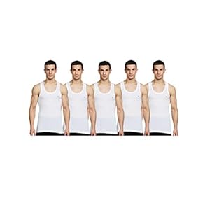 Lux Cozi Men’s White Round Neck Sleeveless Cotton Vest (Pack of 5)