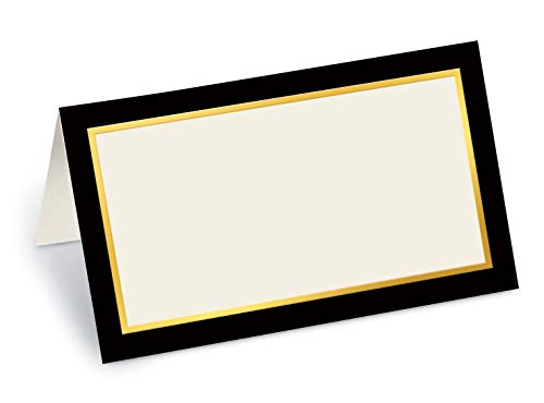 PaperDirect Black Debonaire Folded Place Cards, Gold Foil, 100 Count - Thumbnail 3