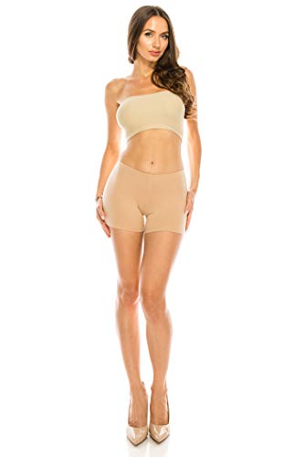 CNC STYLE Women's Regular/Plus Soild Stretch Mini Dance Yoga, Nude, Size Small