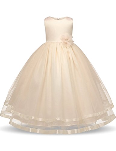 KISSOURBABY Princess Girls Elegant Tulle Floor-Length Dress