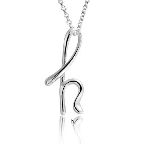 Bling Jewelry Sterling Silver Letter H Script Initial Pendant Necklace 18 inches