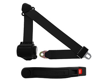 Click Here to See More Images 3-Point Retractable Lap & Shoulder Seat Belt, Black, with Push Button Release