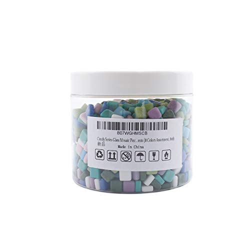 E-Home Shop Candy Series Glass Mosaic Pieces Fullbody Color Eco-Friendly Tiles for Handicraft, Ornaments (8 Colors Assortment, 8x8)