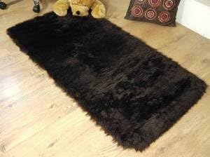 Chocolate Brown Faux Fur Sheepskin Style Rug (70cm x 140cm Oblong) by Sheepskin