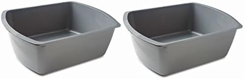 Vakly Rectangular Plastic Wash Basins, Gray, 8 Quart. (2)