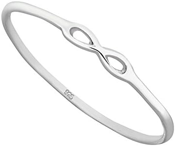 925 Sterling Silver 1mm Infinity Stacking Ring In Sizes G-Z